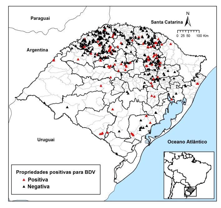 Estudo das doenças da reprodução em rebanhos leiteiros no RS (ACT) Distribuição espacial da prevalência do