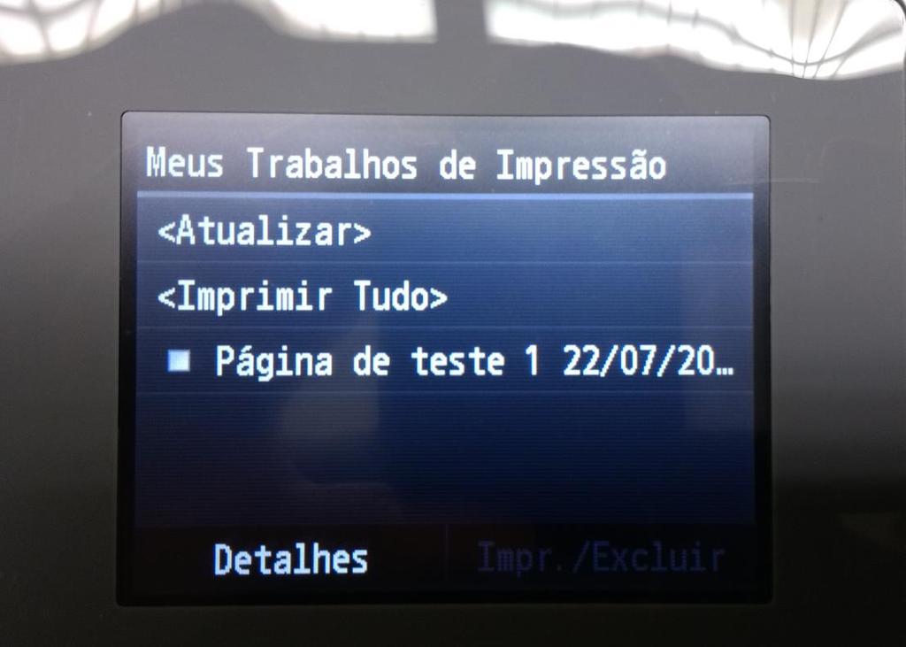 IMPRESSÕES COM SENHA - CANON IR C325 Serão listadas () todas as impressões solicitadas 2 3 Para imprimir todos os documentos, selecione a opção <Imprimir Tudo> (2) Para excluir/imprimir somente