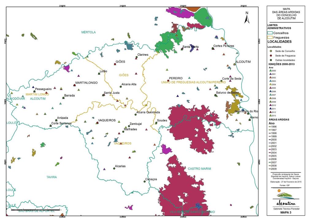 11 Mapa 3 Mapa das áreas ardidas (1999/2013) e