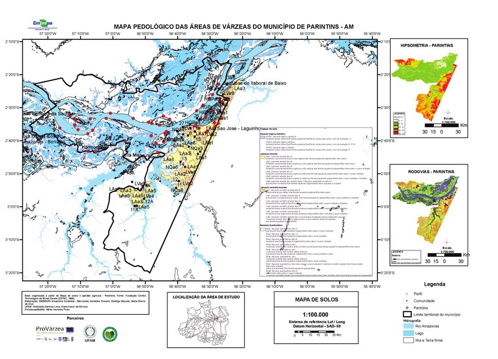 124 A. K. da C. da Silveira et al. Fig. 3. Mapa Pedológico das áreas de várzeas do Município de Parintins, AM.