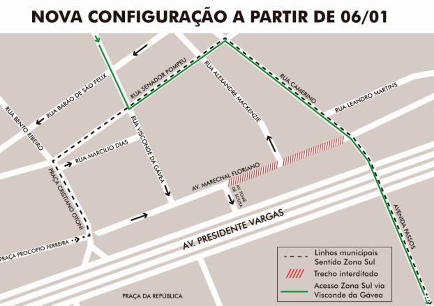 Será proibido o estacionamento na Rua Presidente Barroso, em ambos os lados da via, no trecho entre a Rua Júlio do Carmo e a Rua São Martinho.