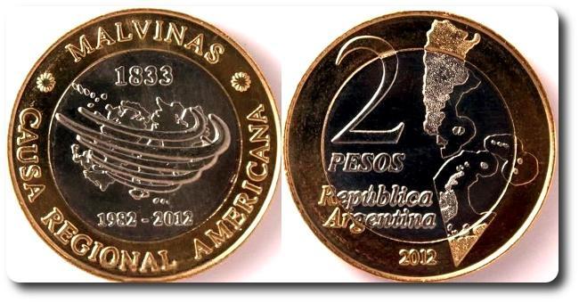 de 2 Pesos com as mesmas características das moedas de