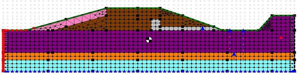 49 O grid foi dividido em quadrados de 1 m, sendo os elementos quadrados da mesma dimensão. A Figura 24 mostra o modelo da seção 138 + 50.