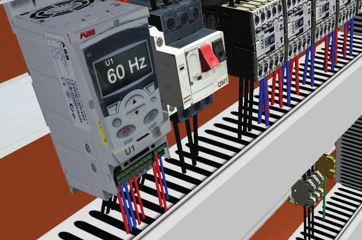 Cada módulo apresenta bornes e componentes, simbologia e nomenclatura. O simulador permite a montagem de 10 circuitos elétricos industriais baseados em diagramas de circuitos propostos.