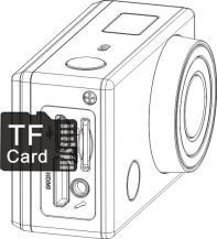 UTILIZAR A CÂMERA Quando você usa a câmera pela primeira vez, por favor: 1. Inserir um cartão micro SD ou SDHC, conforme mostrado na ilustração abaixo.