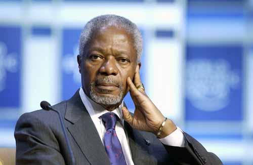 Kofi Annan Prêmio Nobel da Paz, 2001 [ ] uma iniciativa que combina perfeitamente com os princípios universais do Pacto Global em