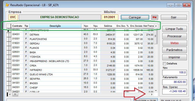 Veja o titulo das colunas (marcado em verde), e se precisar ver as colunas restantes avance