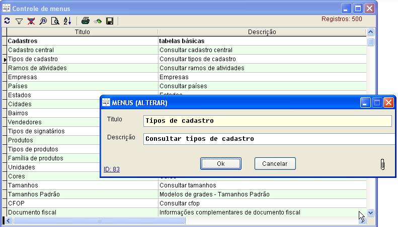 16. Controle de menus Permite a alteração do nome das guias ou das telas exibidas no Desktop.