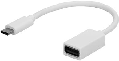 Cabo-adaptador USB tipo-c. Cabo adaptador para conectar qualquer dispositivo ou periférico USB tipo-a a um dispositivo com porta USB tipo-c. Oferece rápida transferência de dados.