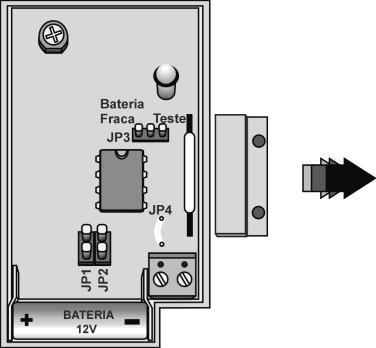 Fig. 3 - TX-10 e TX-14 Exemplo de nova codificação Codificação do sensor magnético sem fio REED-LC: 1. Coloque a bateria no REED-LC (fig. 4); 2.