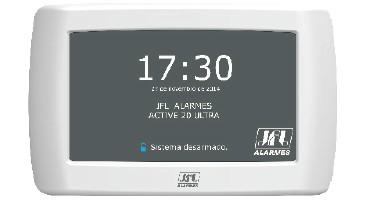 TECLADO TS-400 O teclado touchscreen TS-400 permite programar toda a linha de centrais de alarme monitoráveis Active da JFL com versão 4.0 ou superior. 1.