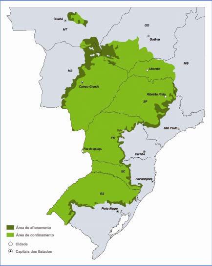 Áreas de afloramento 5,% 22,3% ESTADO ÁREA km 2 % MS 3 mil 3,1 MT 13 mil 12,7 SP 17 mil 16,7 RS 13 mil 12,9 GO 12 mil 11,8 PR 9 mil 8,6 SC