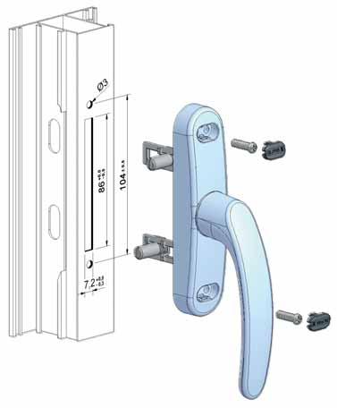 Cremone para abertura exterior / Cremona for outwards opening Cremona para apertura exterior / Cremone pour ouverture exterieur 642 31 37 20 65 10,5 10,5,4 ø8 L code 46 136 25,5 0,65 104 7 mm 10 mm