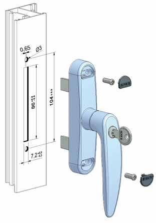 Linha Millenium Cremone com fechadura de fixação frontal / Cremone with security cylinder and frontal fixation Cremona con cerradura y fijación frontal / Cremone avec serrure et fixation