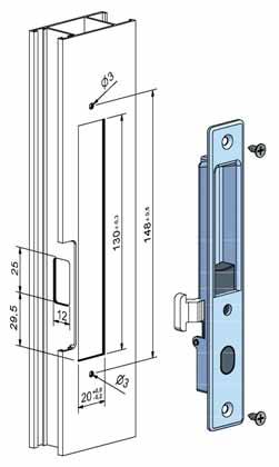 236/237 Fecho lateral de embutir p/ séries convencionais / Sliding lock for conventional series Cierre lateral de embutir para series convencionales / Fermeture latérale pour série conventionnelle