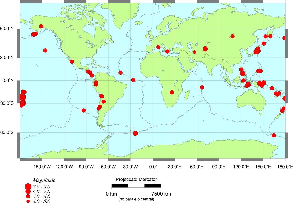 Sismicidade Global Mensal No mês de julho foram registados, pela Rede Sísmica Nacional, 8 sismos (Figura ) com magnitude igual ou superior a.
