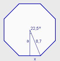 raio da circunferencia circunscrita. Pódese calcular a apotema utilizando o Teorema de Pitágoras. a +,15 = 4, a= 1,87 =,7 cm 1.