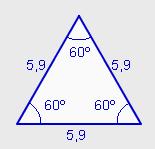 60º Outro método: S = =15,07 cm Coa fórmula de Herón: 5,9+5,9+5,9 p = = 8,85 S = 8,85 (8,85-5,9) (8,85-5,9) (8,85-5,9)