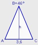 A+B+C=180º A+C=14º A=C=67º 1,8 1,8 cos67º= AB = = 4,61 cm AB cos67º h tg 67º= h=1,8 tg67º= 4,4 cm 1,8 Perímetro: