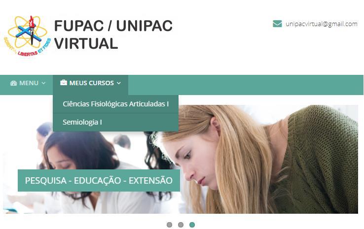 Figura 5 - Meus Cursos MANUAL DE OPERAÇÃO MENU Minha Página Inicial: Para ter acesso as disciplinas que leciona, o