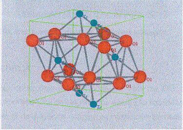 Os íons Zr 4+ têm número de coordenação sete (número de vizinhos mais próximos, mostrando o quanto os átomos estão bem empacotados) com os íons de oxigênio ocupando os interstícios tetraedrais, sendo