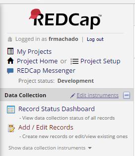 Figura 1 - Página inicial de login do REDCap, Ao acessar o sistema, clique no projeto SPREAD PS.