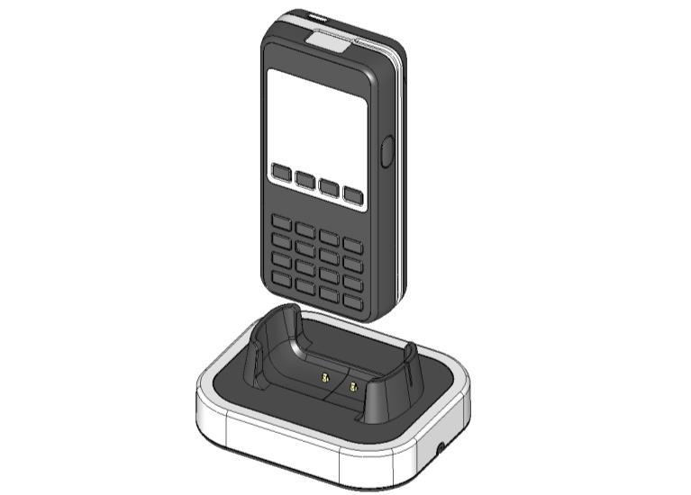 4. Instalação e Conexão 4.1. Descrição Funcional Conexão de carga Conector Micro-USB Use apenas o cabo ou acessório Ingenico para não anular a garantia. 4.1.1. Inserindo o Terminal ismp na Base Apresentar o dispositivo sobre o Cradle, pela guia de orientação magnética e ligá-lo com cuidado.