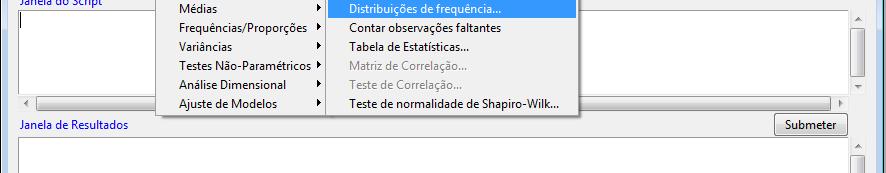 Exemplo 1: Fluência da Fala Rcmdr: (2) deve-se