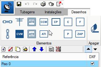 ITED 10 2.4. Desenhos Fig. 2.4 Permite introduzir os vários elementos da rede de tubagens sobre uma planta de arquitetura de ficheiros DWF, DXF ou DWG ou imagem (JPEG, BMP, etc.). 2.5.