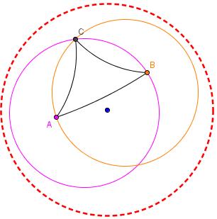 111 a) o conhecido procedimento de construção do triângulo equilátero funciona no Disco? Quando o h-triângulo equilátero se parece com um triângulo euclidiano?