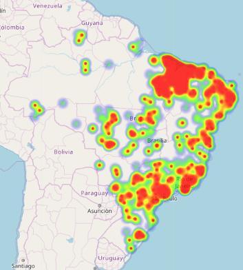 Núcleo de Telessaúde HUUFMA Mapa de calor das participações das