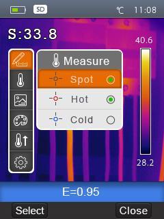 Manual: As temperaturas máxima e mínima são ajustadas pelo usuário para determinar quais as temperaturas que serão captadas pelo termovisor.