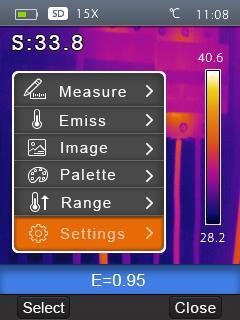 Faixas de temperatura 1 No menu principal pressione a tecla Para Baixo e selecione a opção Range.