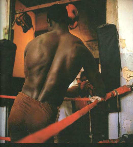 boxeador negro apoiado nas cordas vermelhas do ringue (Figura 83). Figura 83: Fotografias do ensaio Santa Rosa Sem, 1992 e Back, 1994. Fonte: Miguel Rio Branco, 1998.