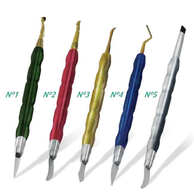 Linha Premium Espátulas Flexíveis Modelos: Nº 01, Nº 02, Nº 03, Nº 04, Nº 05 Espátula para resinas com design e pontas especiais que