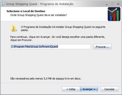 Após aceitar os termos do contrato selecione o caminho onde será instalada a aplicação.