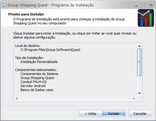 Necessita da instalação do Palm Desktop. Servidor Android: Instala o servidor Web para sincronização com o Group Shopping Quest Android. Necessita da instalação do Java e do servidor Tomcat.