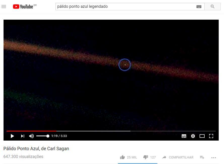 Astronomia O cientista Carl Sagan disse e pode ser visto no vídeo Pálido Ponto Azul Para Saber Mais que a astronomia é uma experiência de humildade e