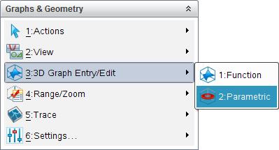 Para obter os modelos de equação linear e cónica, insira uma aplicação de Gráficos e abra o Menu. Seleccione a opção 3: Introduzir/Editar gráfico.