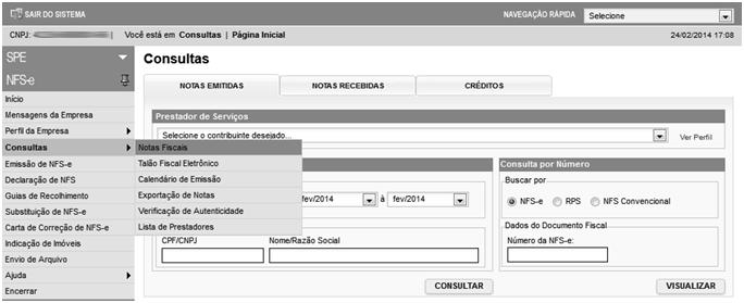 Página 50 de 111 Clique em Consulta de NFS-e Na opção Verifique Autenticidade basta digitar o número da NFS-e, o número da inscrição no CNPJ do emitente da NFS-e e o número do código de verificação