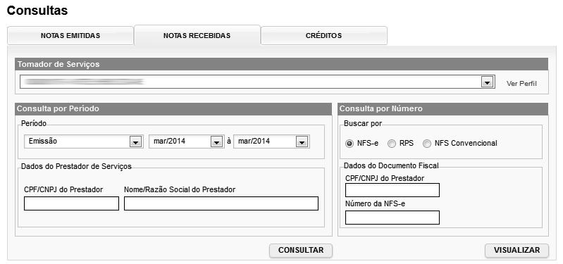 as NFS-e recebidas e configurar seu perfil. Para o acesso ao sistema será obrigatória a solicitação da SENHA WEB.