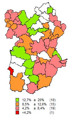 Mapa 9. - - Distribuição Territorial das Taxas de Cobertura Inferiores a 20% da Resposta Centro de Dia Por Concelho Na NUT II - Alentejo, 2014 Mapa 10.