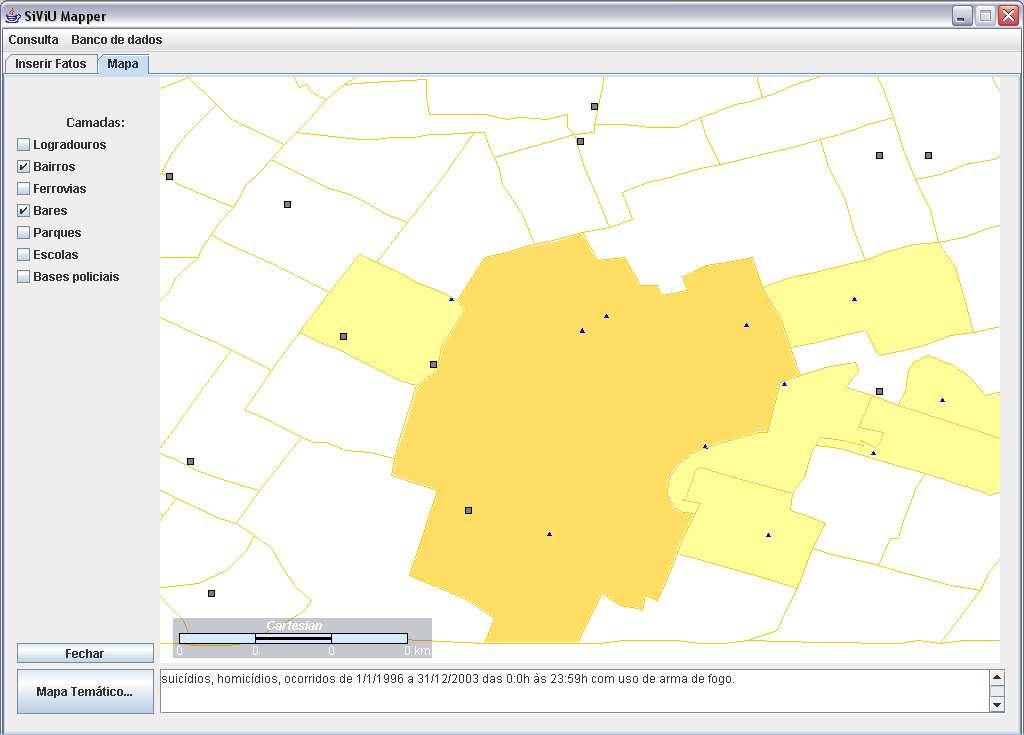 [b] Mapa gerado utilizando o SiViU e a setorização por bairros da cidade de San
