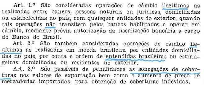 3. Operação de câmbio legítima é a que