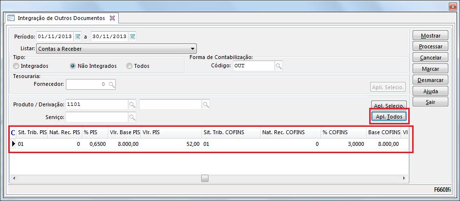 Este produto será utilizado apenas para indicar o regime tributário (regime cumulativo) e a situação tributária.