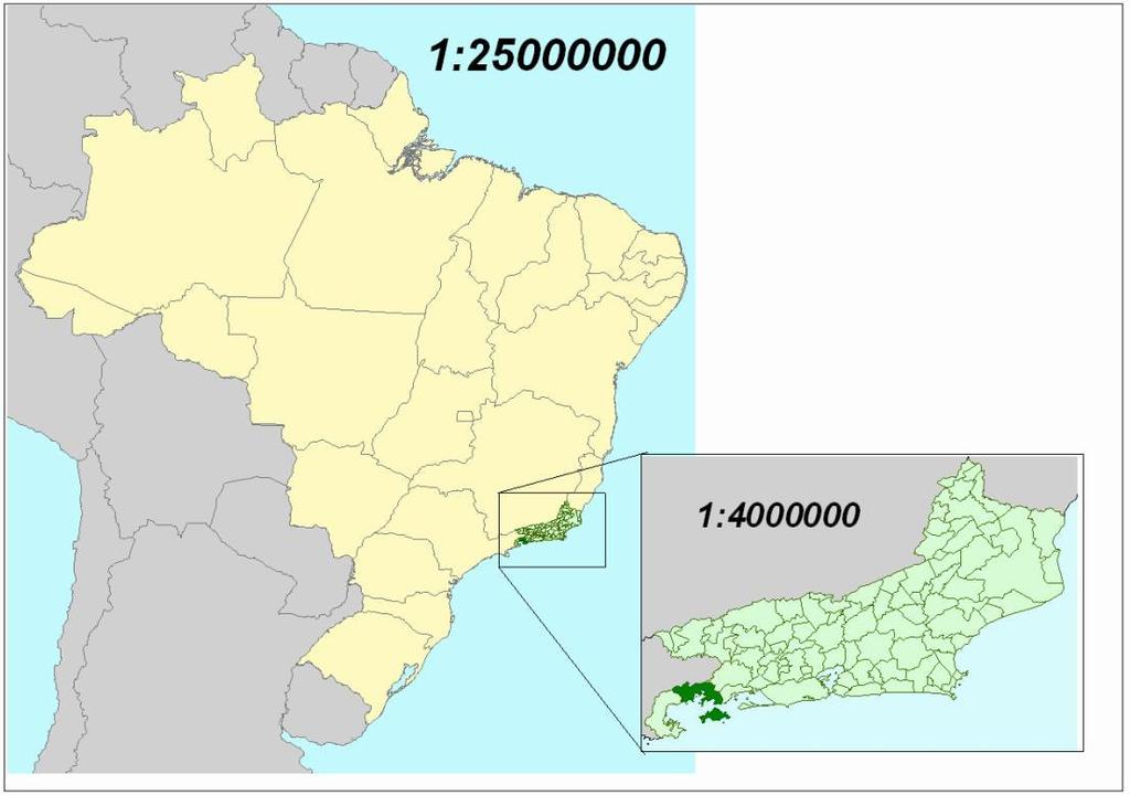 SE LIGA, DE NOVO!!!! Quanto maior o denominador, menor a escala. ESCALAS: ESTADO DO RIO DE JANEIRO 1: 25.000.000 A escala é considerada pequena quando se reduz muito uma informação (real). 1: 4.000.000 O detalhamento das informações é menos rico nas escalas menores.