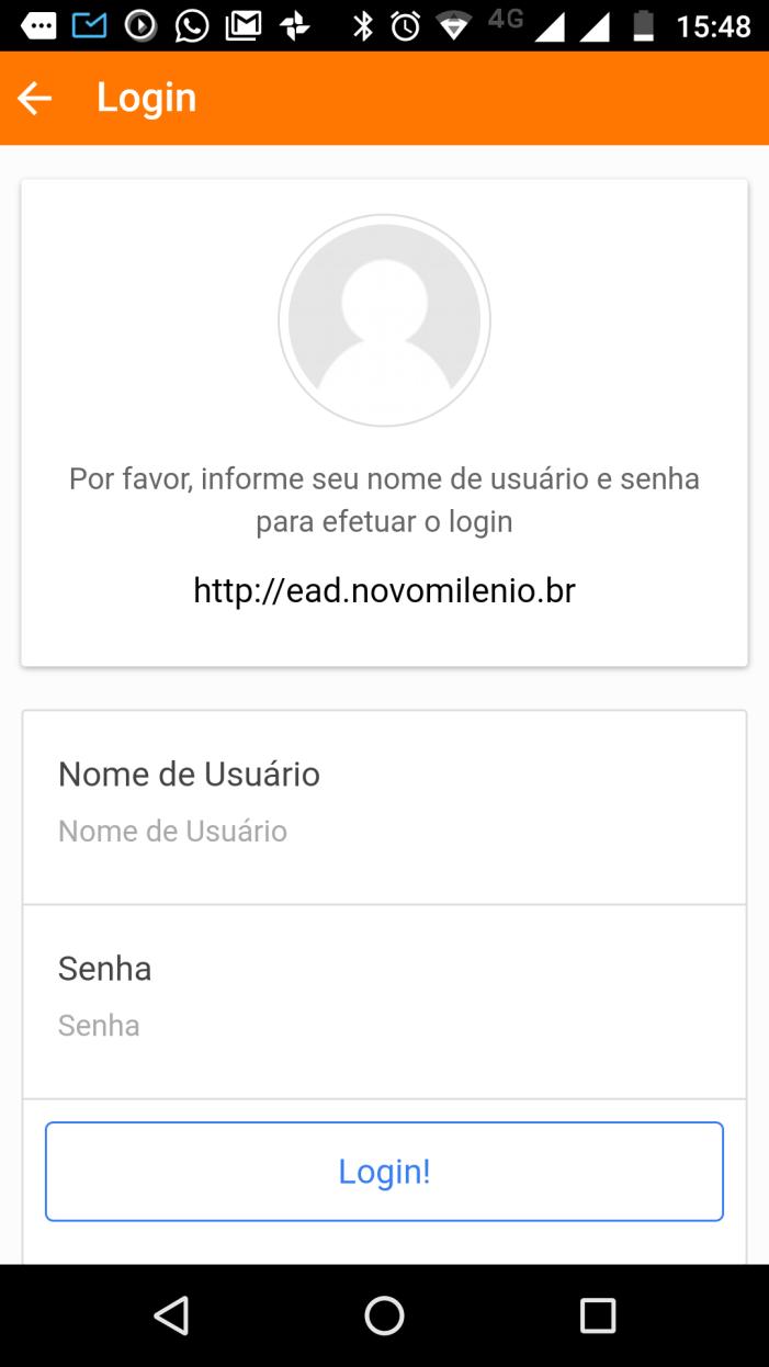 Agora, entre com os seguintes dados: Nome do usuário: Seu número de usuário Senha: Sua senha e clique em login http://ava.