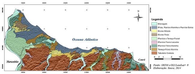 MAPA 2 Unidades Geomorfológicas da planície costeira do Piauí CONSIDERAÕES FINAIS: A partir do mapeamento geomorfológico preliminar foi possível determinar que as oito unidades mapeadas na planície