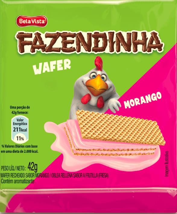 Novos mini-wafers A Biscoitos Bela Vista também vai lançar na APAS o Mini-Wafer Fazendinha, em embalagens de 42 gramas, nos sabores chocolate e