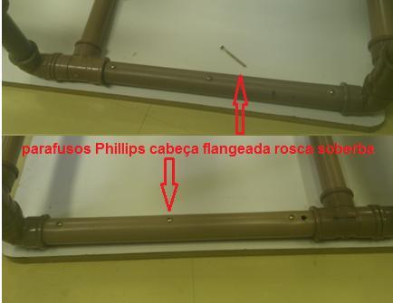 - Passo 2: Posicione corretamente os canos de apoio para os pés, na chapa de MDF com as dimensões